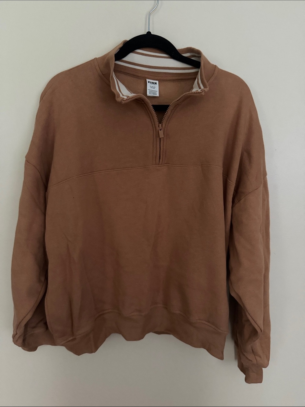 PINK Victoria's Secret Women's Quarter-Zip Sweatshirt - Tan